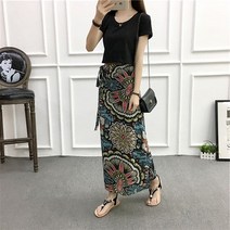 랩스커트 여름 바캉스 비치스커트 날씬해보이는 플라워 스커트 미들롱타입 뉴타입 끈허리띠 시폰 원피스타입 랩오버스커트