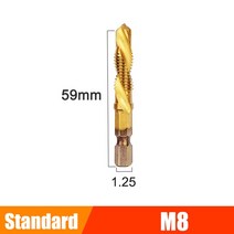 나사탭 태핑세트 드릴탭 나사 미터법 나사 탭 드릴 비트 세트 HSS 1/3/6 개 티타늄 도금 육각 생크 나사, 05 Standard M8 Gold