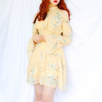 리피니피 노랑 플라워 쉬폰 오프숄더 원피스
