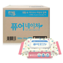 삼정펄프 리빙 퓨어네이처 물티슈 캡형 100매, 24개