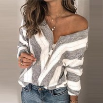 브랜드없음여성 캐주얼 스플라이싱 헤징 블라우스 느슨한 긴 소매 지퍼 탑스 스웨터