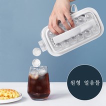 아이스볼 원형 얼음틀 휴대용 얼음필통 아이스 트레이 물병, 화이트