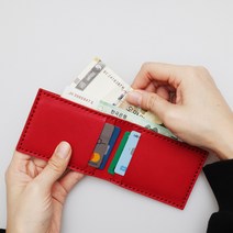 수제 지폐높이 가죽 지갑 베지터블 파라핀레드