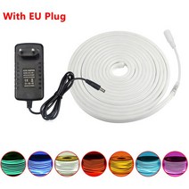 네온플렉스 DC 12V 스트립 Lexible LED 네온 고무 방수 바 라이트 IP67 플렉스 문자열 야외 간판 장식, [03] EU Plug With strip, [08] 12M 2 DC head, [06] Ice Blue