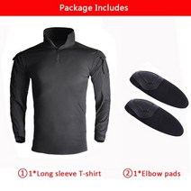 목수작업복 서바이벌 게임 페인트볼 작업복 군사 전투 유니폼 패드 포함 멀티 포켓 전술 카모 셔츠 육군 운동복 사냥 슈트, M-55-65kg+black shirt