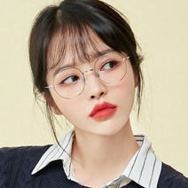 멜라크메 동글이 라운드 자외선 블루라이트 차단 안경 실버 안경테