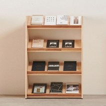 원목 4단 전면 책전시 홍보물거치대 매거진랙 진열대 책장 잡지스탠드 선반, 고무나무