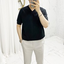 아도르클래식 브이 V넥 5컬러 니트 반팔티