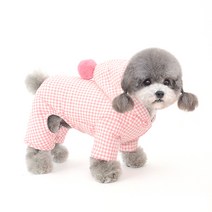 인뮤즈펫 강아지 따뜻하개 체크 올인원 패딩, 핑크