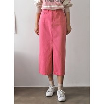 [에브리데이 캐주얼] 칼라 데님 앞 트임 H라인 데님스커트 여자 봄 청치마 핑크 그레이 카키 블랙 7부 스커트