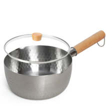 인덕션 가능 스텐 라면냄비 (유리뚜껑포함) 편수냄비 16cm 18cm 20cm 22cm, 라면냄비 18cm+우드유리뚜껑 18cm