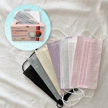 한지 필터 컬러 마스크 중 대형 50매 비말차단 여름 병원 약국 건강 미세먼지 방역 귀 안아픈 덴탈 블랙 핑크 회색 운동 마스크, 연보라