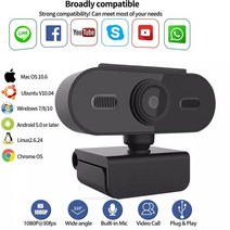 웹캠 1080P 풀 HD 웹 카메라 PC 컴퓨터 노트북 USB 마이크 자동 초점 Camara Webcamera, [01] black
