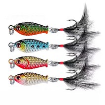 Meainna 소철판 미니 메탈 스팽글 가엘 미끼 세트 농어 메탈지그 루어낚시 미끼 피싱 도색 쭈꾸미애자(미끼 상자 증정), 랜덤 컬러 4개(미끼통 포함)