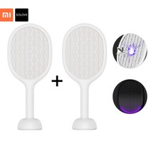 샤오미 SOLOVE 충전식 휴대용 모기 퇴치기 모기채 파리채, 화이트+화이트
