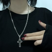 우정목걸이 커플 우정템 베프 고 스타일 크로스 넥 펜던트 여성 남성 롱 체인 고스 목걸이 쥬얼리 소녀 위한 멋진 스트리트 웨어 Kpop 칼라
