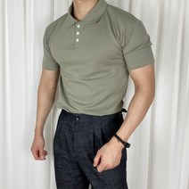 남자 머슬핏 반팔 카라티