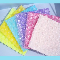 하트 뽁뽁이 에어캡 포카 포장 선물 10x10cm 5장, 소-퍼플