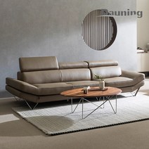 [다우닝] 끌레르 4인 헤드레스트 전체 통가죽 소파, 샌드