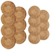 유아온 라탄 코스터 고급 인테리어 컵받침 14개입, 8cm 7개입 10cm7개입 x 14개입