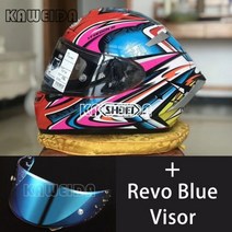 쇼에이 헬멧 풀페이스 반모 X14 X-14 2019 레드 카토 다이지로 TC-1 전체 얼굴 레이싱 오토바이 Casco 드 Motocicleta, XL, Revo Blue Visor