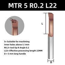 보링 비트 목공 kakarot mtr 미니어처 커터 일체형 카바이드 내부 도구 cnc, 06 MTR5 R0.2 L22