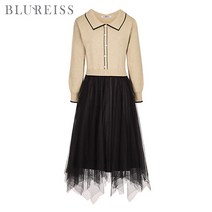 [블루레이스] 니트배색카라샤원피스_B2F1OP3251