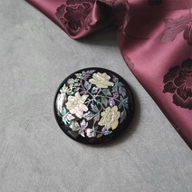 드리다샵 나전칠기 자개 손거울 엔틱 휴대용거울 외국인선물, 모란꽃, 1개