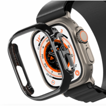 애플워치 울트라 호환 프리미엄 보호 케이스 액정 풀커버 강화유리 필름 49mm, 애플워치  울트라 49mm, 블랙