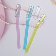 1+1 투명 면도기 스테인리스 스틸 스크리닝 아이브로우 간편 핸드 스크리닝 아이브로우 메이크업 도구 눈썹칼, 컬러 랜덤 (지정된 메시지)