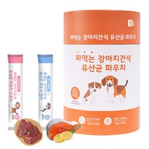 마마쇼 짜먹는 유산균함유 대용량 강아지간식 15g 소고기+연어 60개입, 강아지유산균간식 15g 소고기+연어 60개입