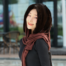 밍크털모자 겨울 밍크백매치 밍크털 숄 머플러 귀마개 보온 아웃도어 에스닉 밍 중년여성모자