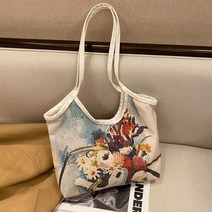 토트백겸숄더백 숏CK G 유화그림 봄 여름 트렌드 대용량 배낭가방 여성 캔버스천 야채구매 차 안 2314054070