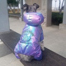 강아지 겨울 옷 티셔츠 애견의류 개 소형 개를위한 두꺼운 양털 작업복 Windproof Dog Hooded Parka 고급 디자이너 Shih Tzu Jumpsuit Onesie, 22.Dream색상blue - M