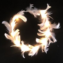 LED 깃털 화관 불빛 라이트 머리띠 파티용 헤어밴드 셀프 웨딩 브라이덜 파티 촬영소품 옐로우