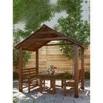 원두막 정자 야외 조립식 파고라 부식방지목재 정원 공원, 탄화 길이250x폭145x높이245cm