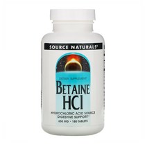 Source Naturals 베타인 650mg 펩신 165mg 180정 1개