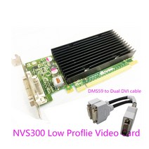 1pcs 새로운 lp 로우 프로파일 쿼드로 nvidia nvs300 512m ddr3 pcie nvs 300 그래픽 비디오 카드 dms59 케이블 포함, lp 카드 w 듀얼 dvi