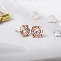 베키오주얼리 14k 어반로즈 장미 침귀걸이 20대 여자친구 여성 데일리 가벼운 심플 100일 200일 생일 선물