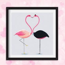 HAENGBUK 플라밍고 홍학 커플 보석십자수 동물 풍수 실내 집순이 취미, 하나, 78X78cm