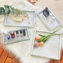 아둥놀이터 천연 대리석 스퀘어 트레이 욕실 거실 화장대 정리, D타입 25X25