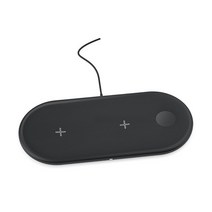 무선충전 알람 탁상 멀티 스피커15W 듀얼 무선 충전 패드 아이폰 13 12 11 X 8 SE2 AirPods2 3 화, 02 black