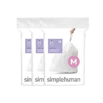 심플휴먼 코드 M 커스텀 핏 졸라매는 끈 쓰레기봉투 디스펜서 팩 60카운트 45리터/11.9갤런 화이트, 퀵 디스펜스 팩, 60 카운트(1팩), 하얀색