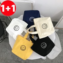 1+1 드림시오 스마일 남녀공용 에코백 미니 토트백 캔버스백 가방