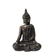 SJSHOP 부처님 동상 축복 태국 앉아 인형 사무실 수공예 장식품 실내 탁상 조각 요가 선 방 명상 제단 장식, 수지, 구리