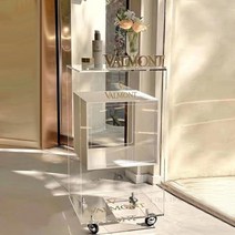 트롤리 틈새 수납장 뷰티 수납 선반 카트 아크릴 이동식 창의적인 랙 보관 도구 보조 살롱, 01=black