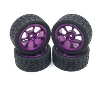 RC카 Wltoys 144001 144010 124016 124017 124019 124018 RC 자동차 부품 65mm 메탈 휠 림 + 하이 그립 고무 타이어, 03 보라색