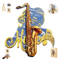 WOODBESTS 원목 직소퍼즐 색소폰 악기 나무상자 선물, L-294조각