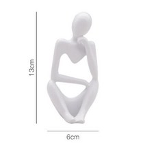 사상가 동상 추상 그림 조각 작은 장식품 수지 홈 공예 인테리어 현대 인형, White 1