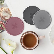 파스텔 실리콘 버튼 컵받침 4P 세트 단추 컵홀더 주방 인테리어소품 디자인 아이디어 상품